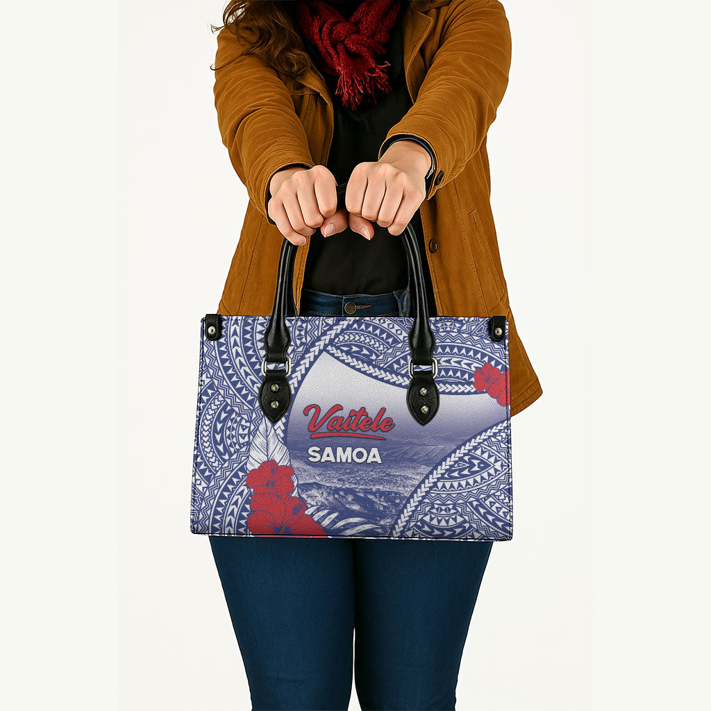 Vaitele Samoa Village Leather Bag Falefa Valley Polynesian Tribal Hibiscus Floral