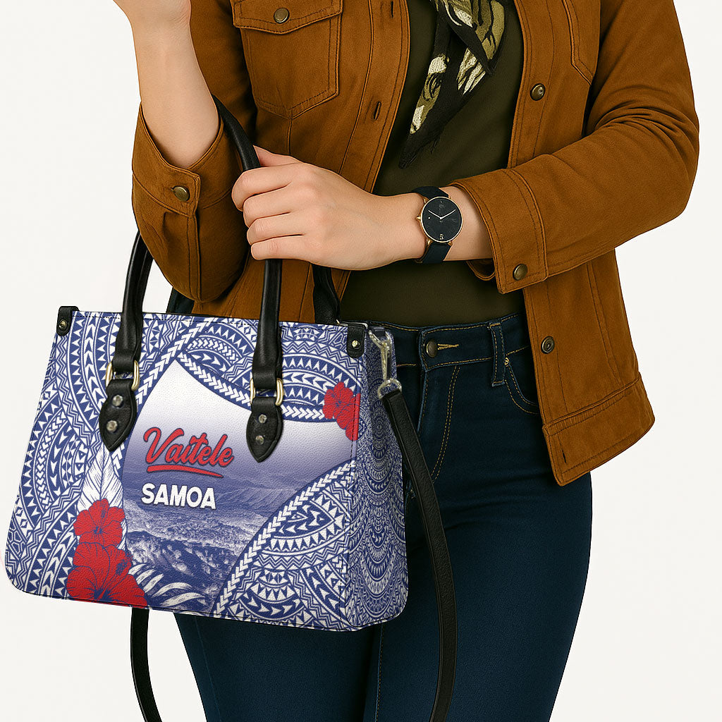 Vaitele Samoa Village Leather Bag Falefa Valley Polynesian Tribal Hibiscus Floral