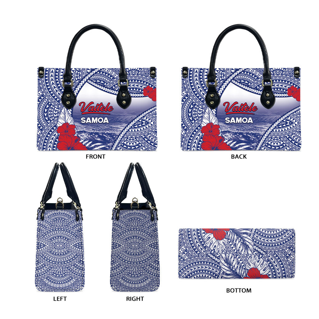 Vaitele Samoa Village Leather Bag Falefa Valley Polynesian Tribal Hibiscus Floral