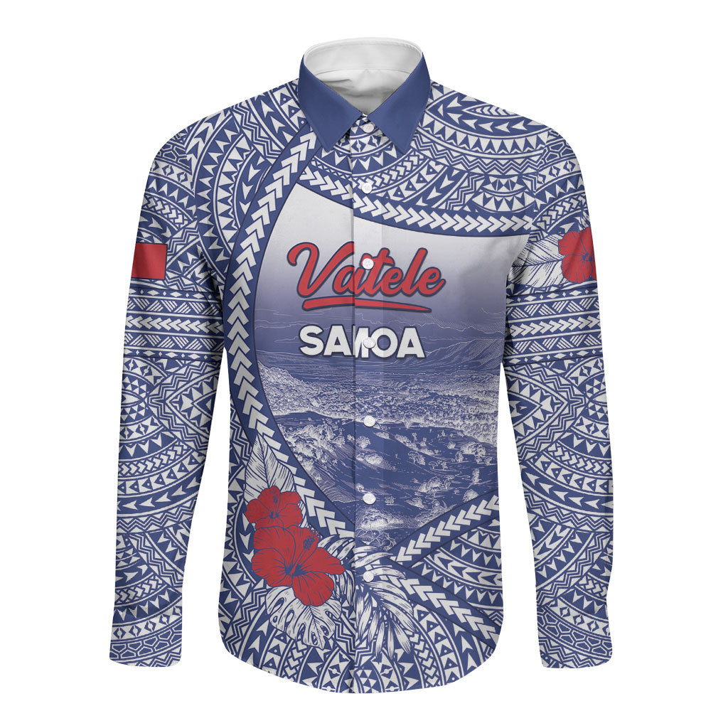 Personalised Vaitele Samoa Village Long Sleeve Button Shirt Falefa Valley Polynesian Tribal Hibiscus Floral