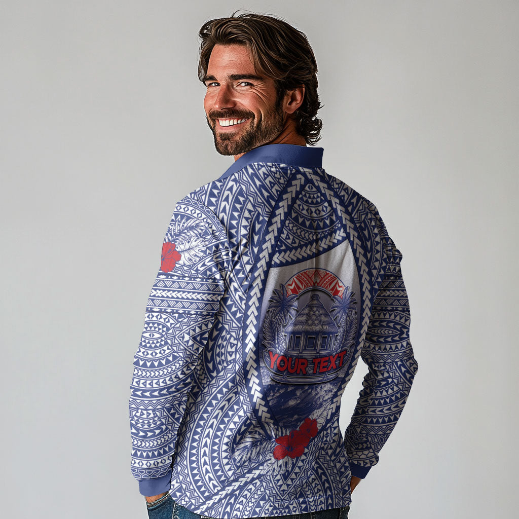 Personalised Vaitele Samoa Village Long Sleeve Polo Shirt Falefa Valley Polynesian Tribal Hibiscus Floral