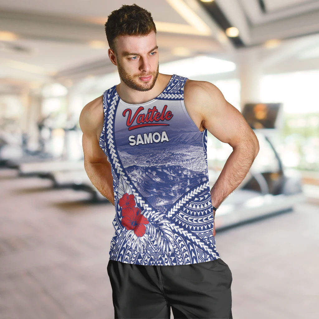Personalised Vaitele Samoa Village Men Tank Top Falefa Valley Polynesian Tribal Hibiscus Floral DT05 White - Polynesian Pride
