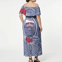 Personalised Vaitele Samoa Village Off Shoulder Maxi Dress Falefa Valley Polynesian Tribal Hibiscus Floral