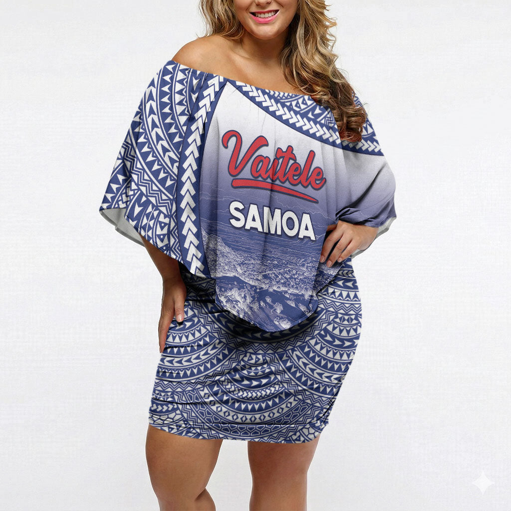 Personalised Vaitele Samoa Village Off Shoulder Short Dress Falefa Valley Polynesian Tribal Hibiscus Floral