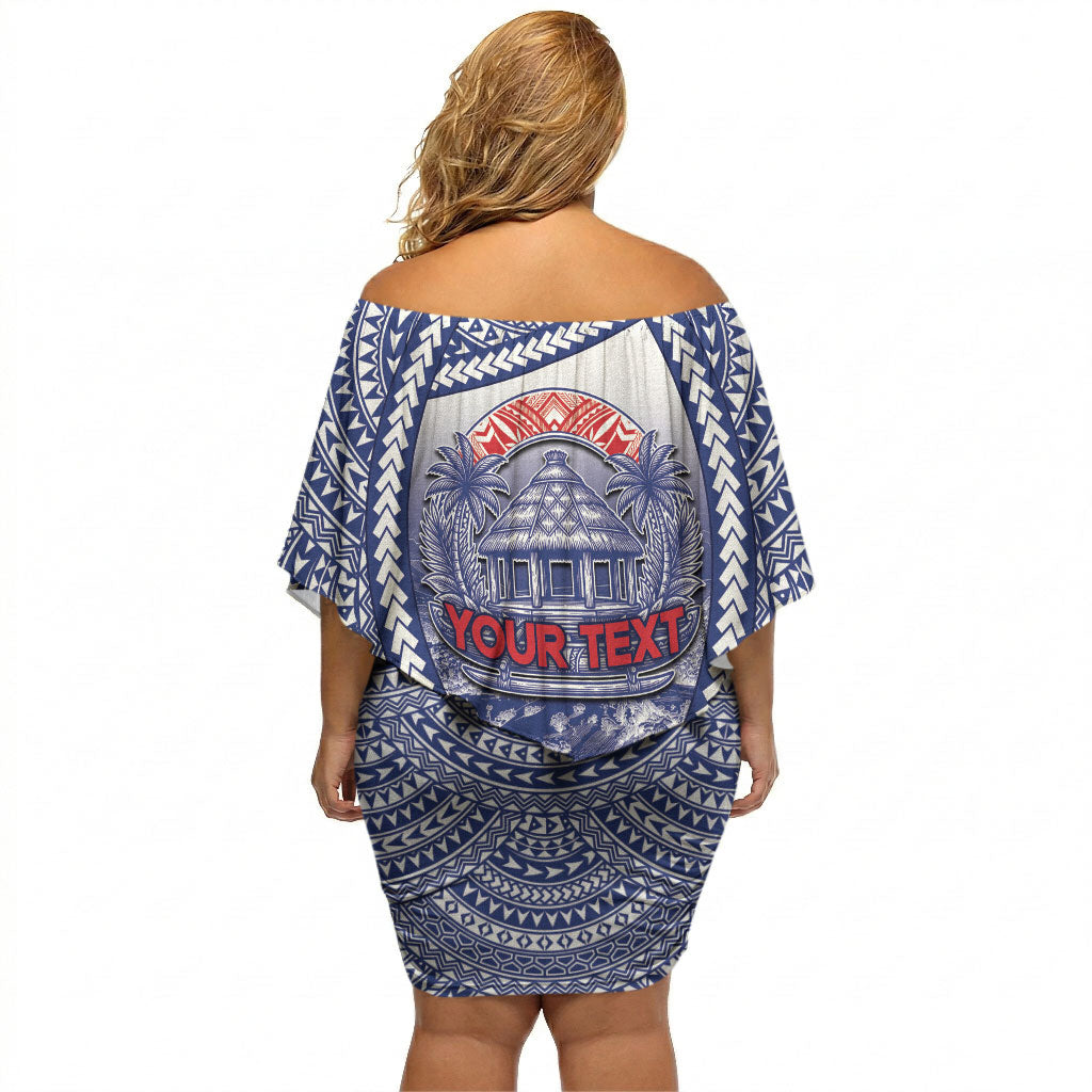 Personalised Vaitele Samoa Village Off Shoulder Short Dress Falefa Valley Polynesian Tribal Hibiscus Floral