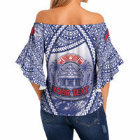 Personalised Vaitele Samoa Village Off Shoulder Wrap Waist Top Falefa Valley Polynesian Tribal Hibiscus Floral