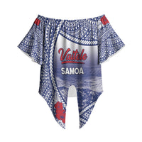 Personalised Vaitele Samoa Village Off Shoulder Wrap Waist Top Falefa Valley Polynesian Tribal Hibiscus Floral