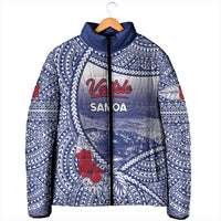 Personalised Vaitele Samoa Village Padded Jacket Falefa Valley Polynesian Tribal Hibiscus Floral