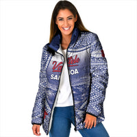 Personalised Vaitele Samoa Village Padded Jacket Falefa Valley Polynesian Tribal Hibiscus Floral