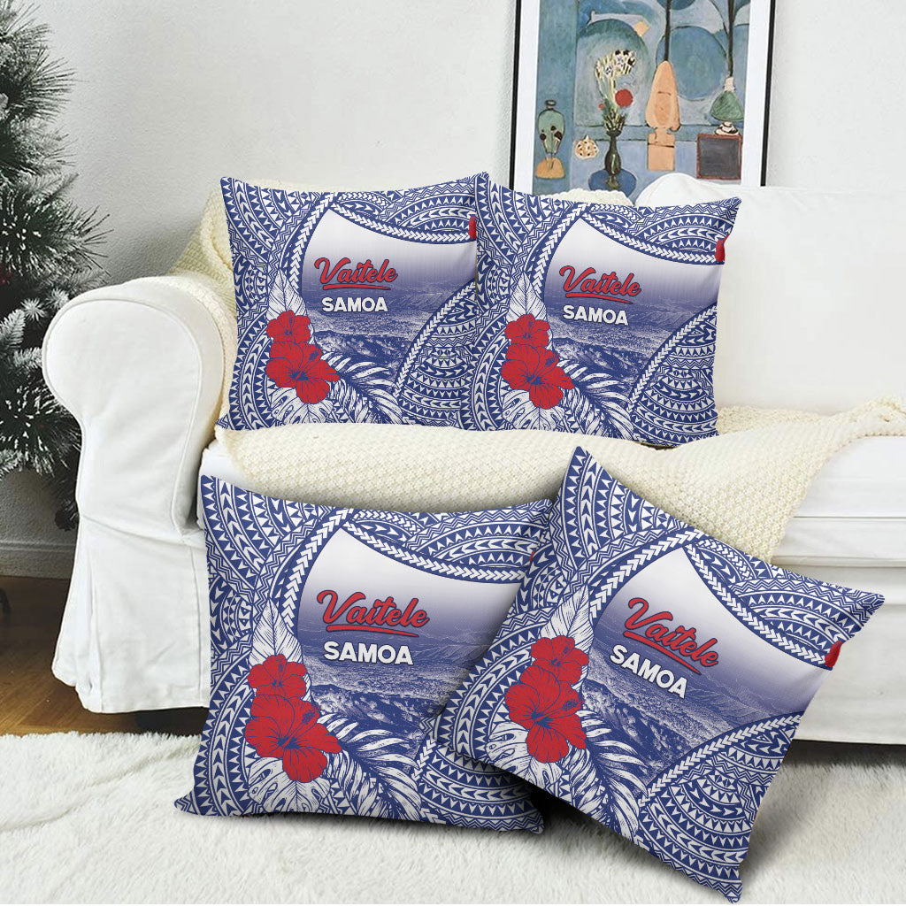 Vaitele Samoa Village Pillow Cover Falefa Valley Polynesian Tribal Hibiscus Floral