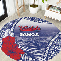 Vaitele Samoa Village Round Carpet Falefa Valley Polynesian Tribal Hibiscus Floral