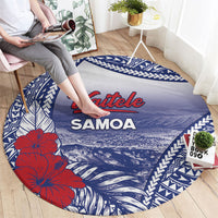 Vaitele Samoa Village Round Carpet Falefa Valley Polynesian Tribal Hibiscus Floral