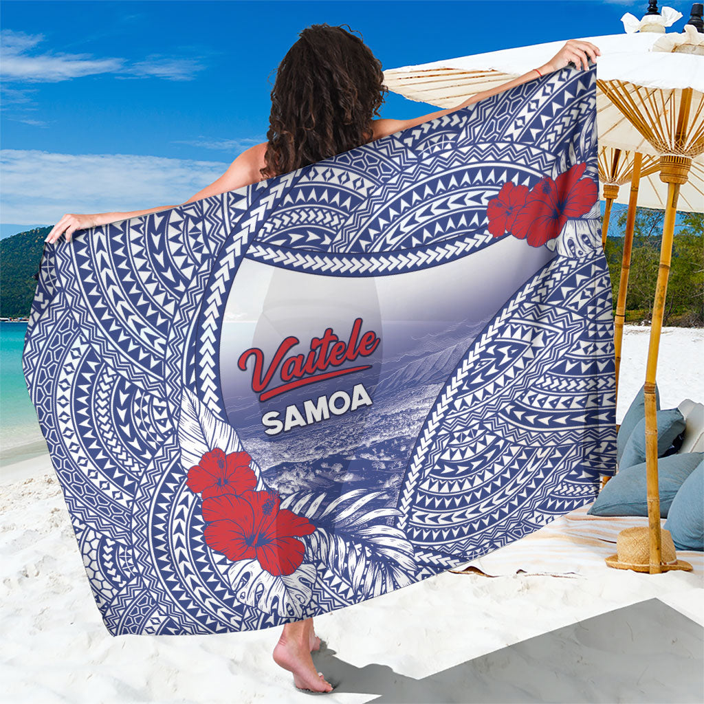 Vaitele Samoa Village Sarong Falefa Valley Polynesian Tribal Hibiscus Floral DT05 One Size 44 x 66 inches White - Polynesian Pride