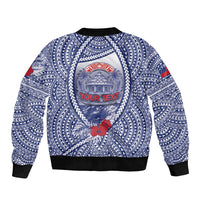 Personalised Vaitele Samoa Village Sleeve Zip Bomber Jacket Falefa Valley Polynesian Tribal Hibiscus Floral DT05 - Polynesian Pride