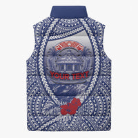 Personalised Vaitele Samoa Village Sleeveless Puffer Jacket Falefa Valley Polynesian Tribal Hibiscus Floral