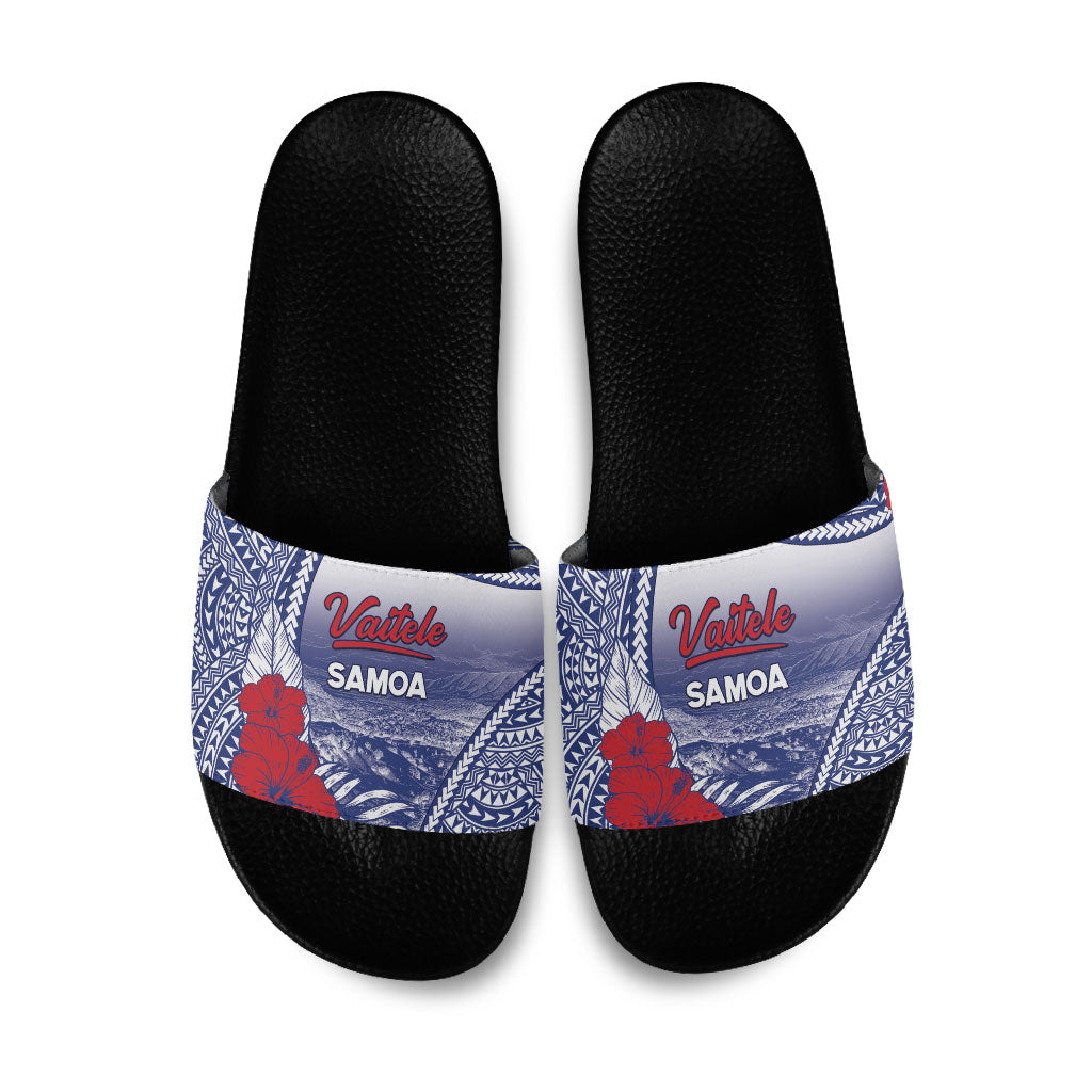 Vaitele Samoa Village Slide Sandals Falefa Valley Polynesian Tribal Hibiscus Floral DT05 White - Polynesian Pride