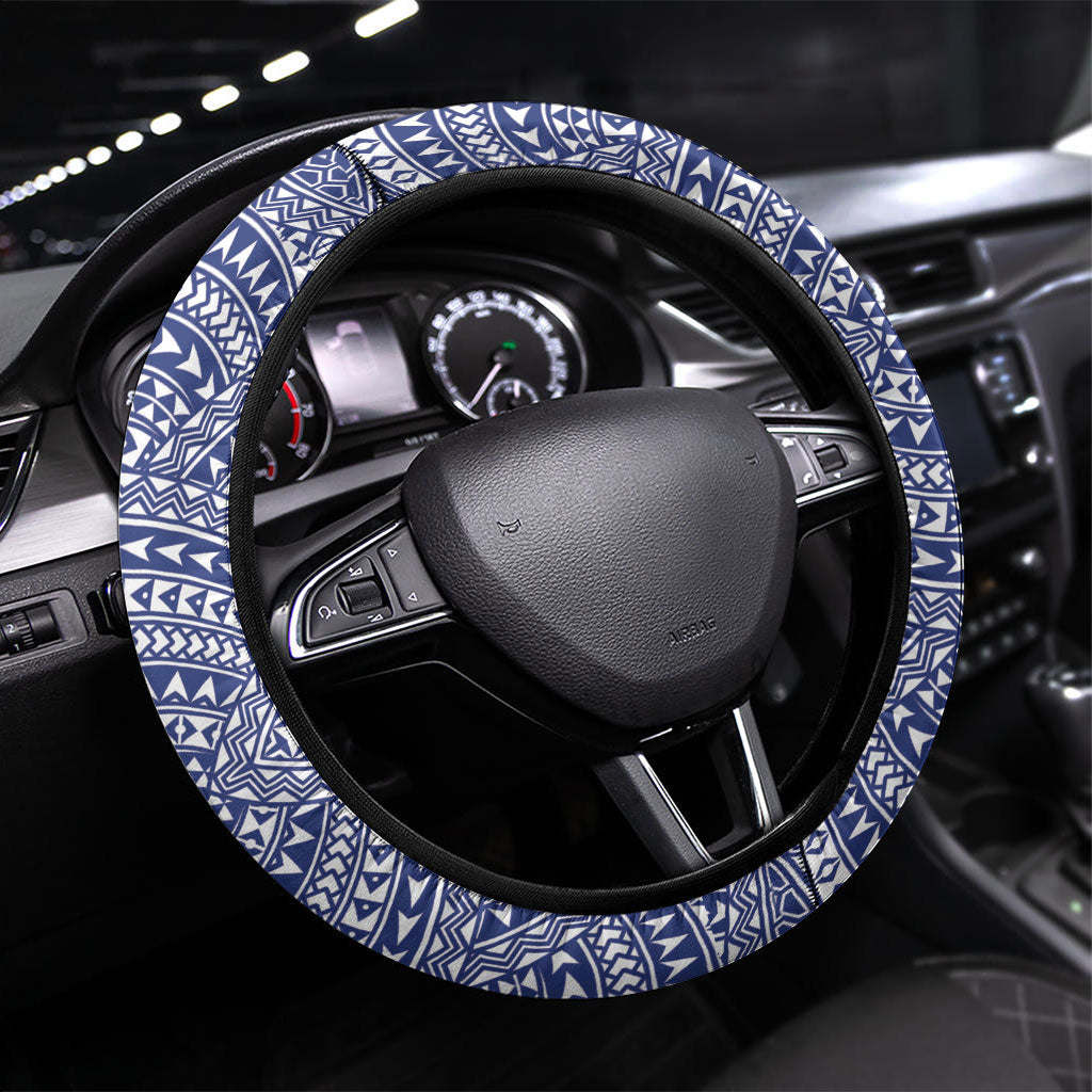 Vaitele Samoa Village Steering Wheel Cover Falefa Valley Polynesian Tribal Hibiscus Floral