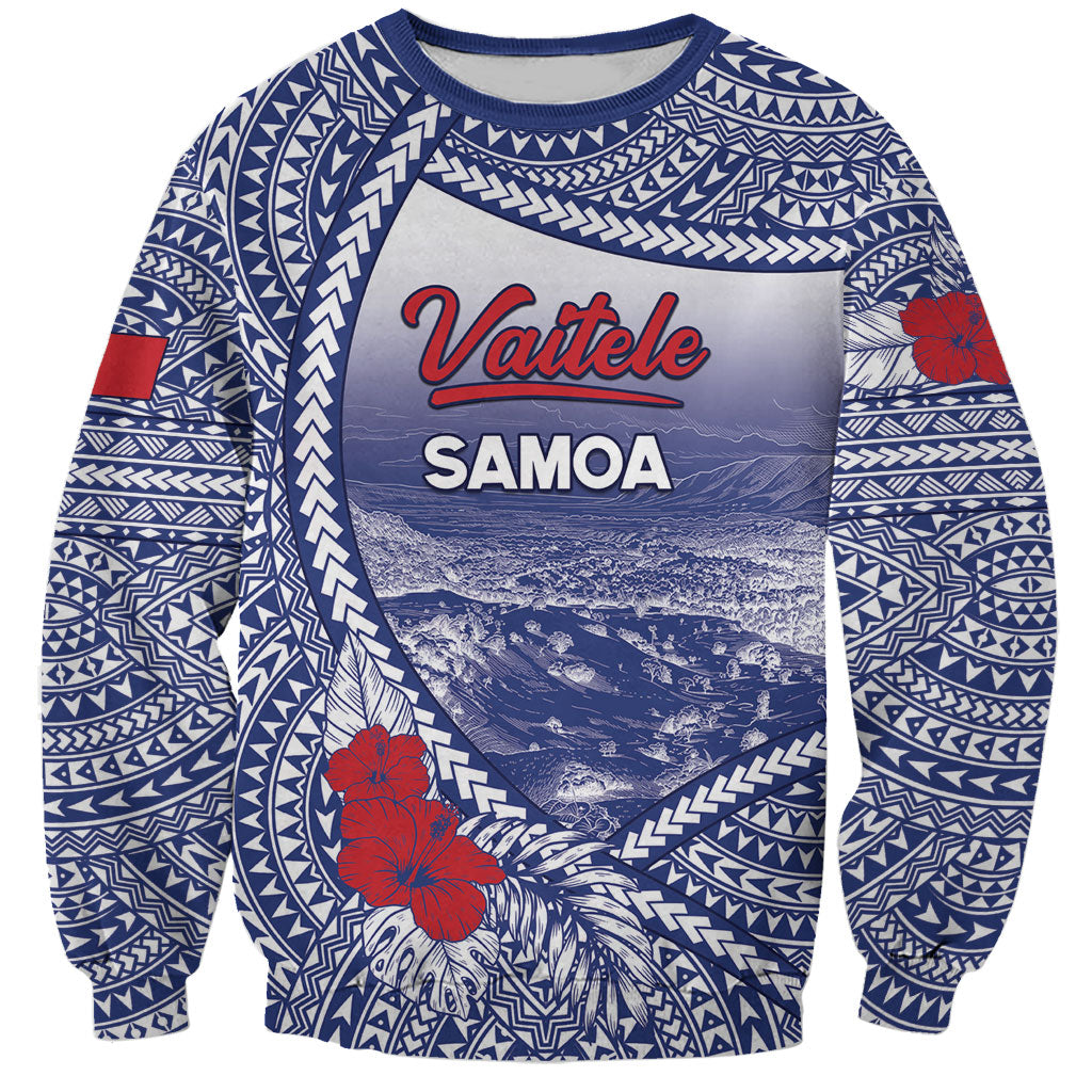 Personalised Vaitele Samoa Village Sweatshirt Falefa Valley Polynesian Tribal Hibiscus Floral