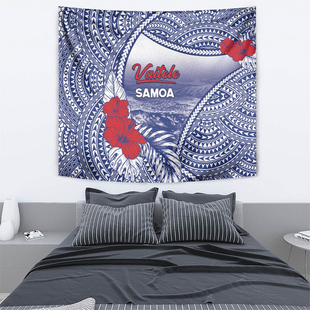 Vaitele Samoa Village Tapestry Falefa Valley Polynesian Tribal Hibiscus Floral