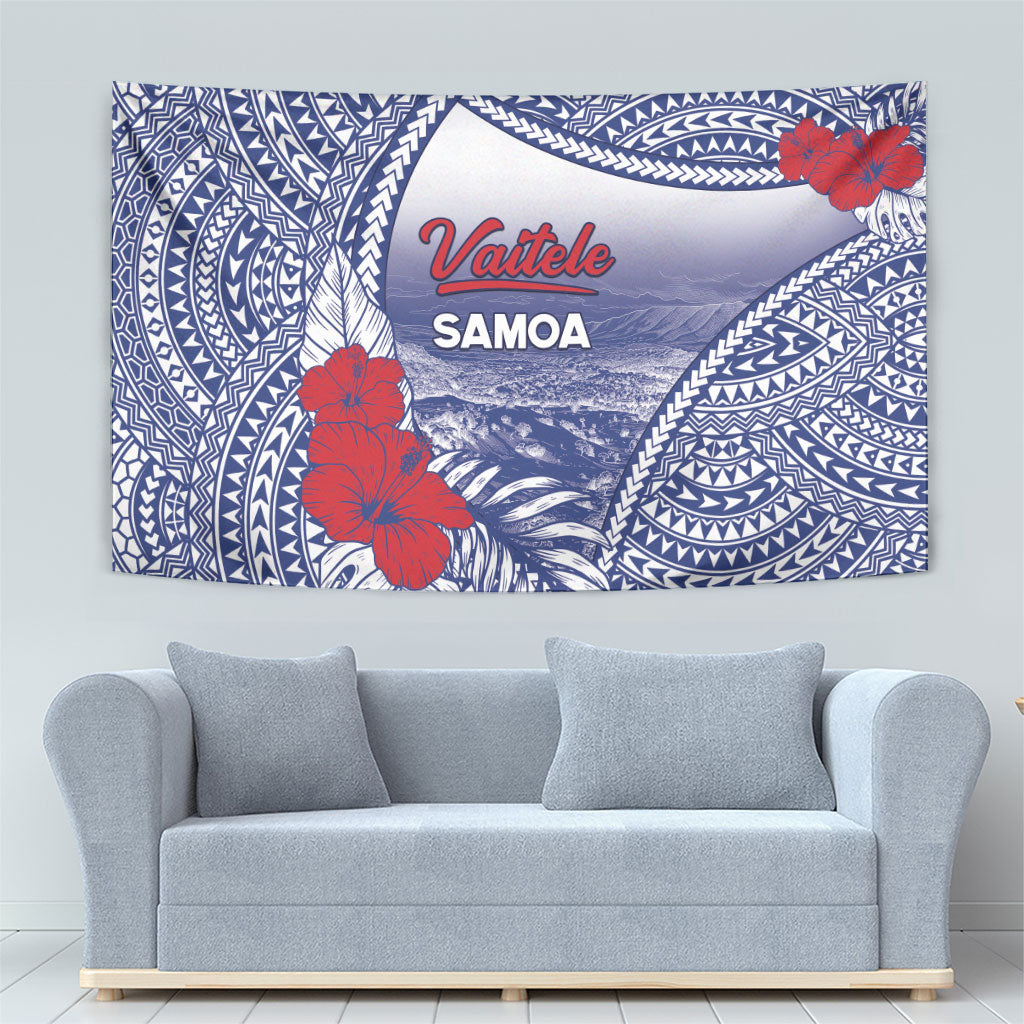 Vaitele Samoa Village Tapestry Falefa Valley Polynesian Tribal Hibiscus Floral