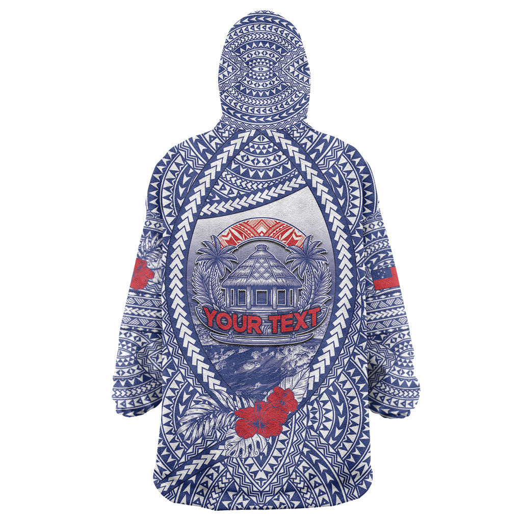 Personalised Vaitele Samoa Village Wearable Blanket Hoodie Falefa Valley Polynesian Tribal Hibiscus Floral
