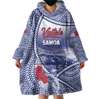 Personalised Vaitele Samoa Village Wearable Blanket Hoodie Falefa Valley Polynesian Tribal Hibiscus Floral