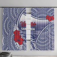 Vaitele Samoa Village Window Curtain Falefa Valley Polynesian Tribal Hibiscus Floral