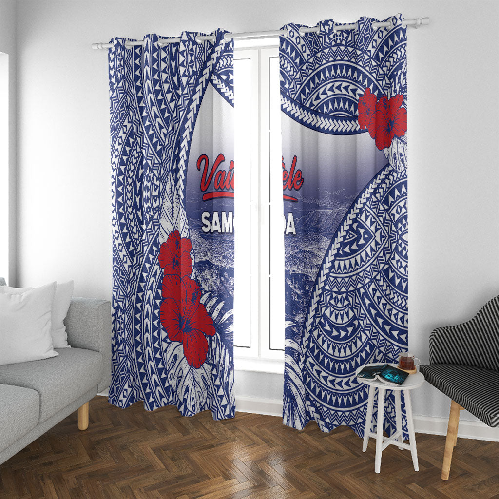 Vaitele Samoa Village Window Curtain Falefa Valley Polynesian Tribal Hibiscus Floral