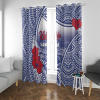 Vaitele Samoa Village Window Curtain Falefa Valley Polynesian Tribal Hibiscus Floral
