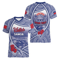 Personalised Vaitele Samoa Village Women V-Neck T-Shirt Falefa Valley Polynesian Tribal Hibiscus Floral