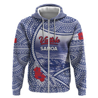 Personalised Vaitele Samoa Village Zip Hoodie Falefa Valley Polynesian Tribal Hibiscus Floral