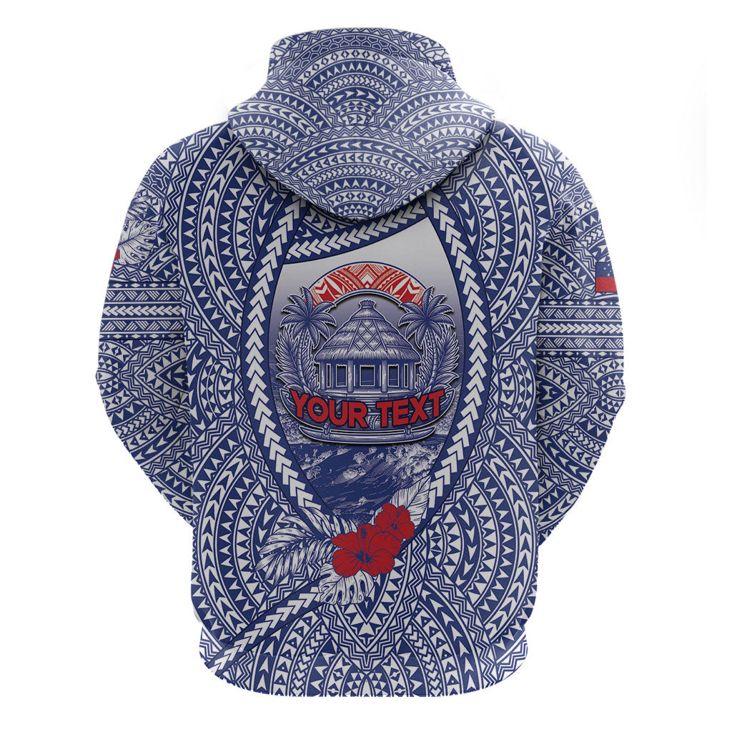 Personalised Vaitele Samoa Village Zip Hoodie Falefa Valley Polynesian Tribal Hibiscus Floral