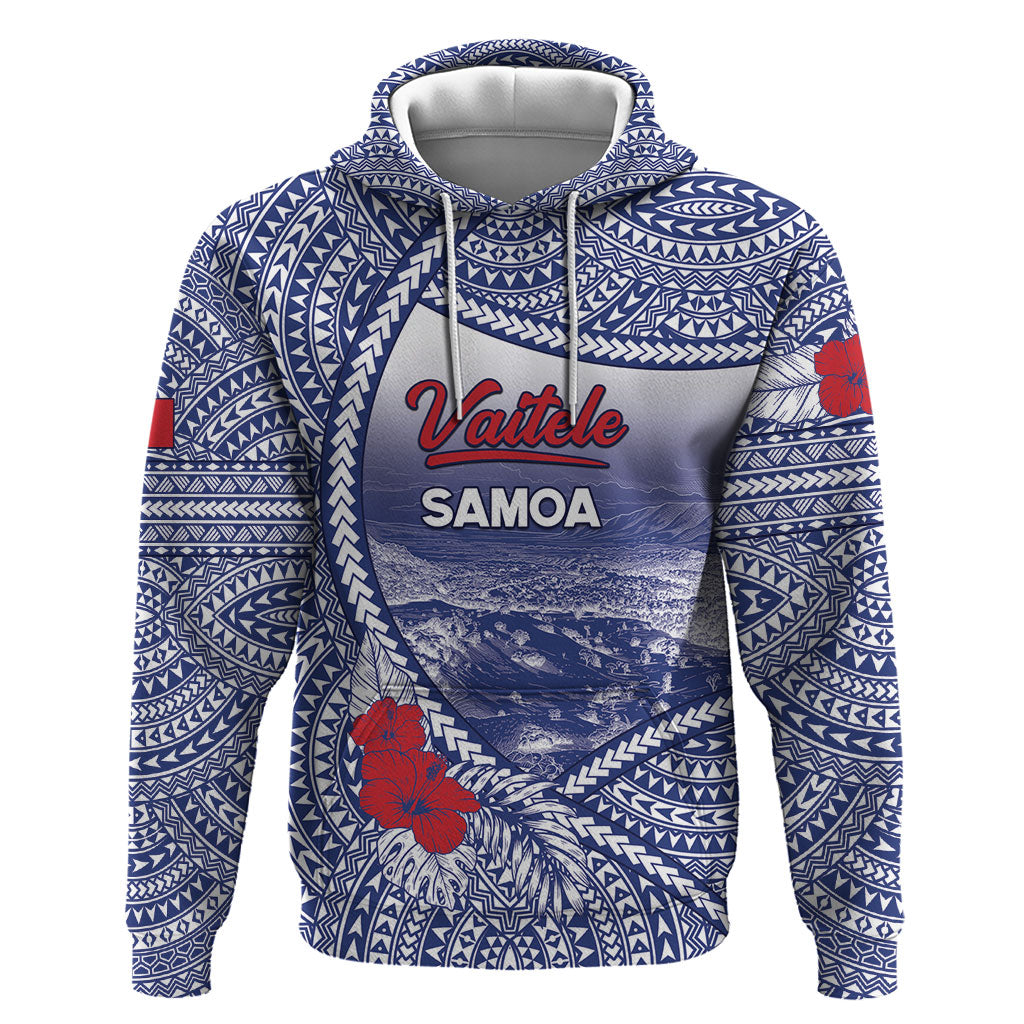 Personalised Vaitele Samoa Village Zip Hoodie Falefa Valley Polynesian Tribal Hibiscus Floral