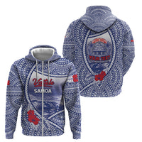 Personalised Vaitele Samoa Village Zip Hoodie Falefa Valley Polynesian Tribal Hibiscus Floral