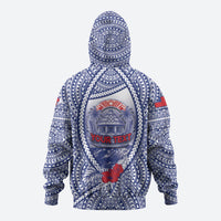 Personalised Vaitele Samoa Village Zip Hoodie Falefa Valley Polynesian Tribal Hibiscus Floral