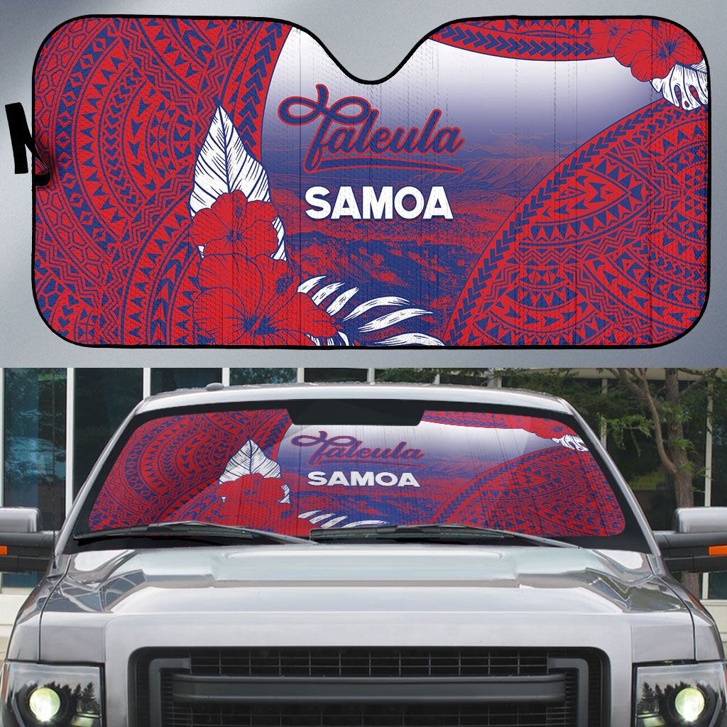 Faleula Samoa Village Auto Sun Shade Falefa Valley Polynesian Tribal Hibiscus Floral