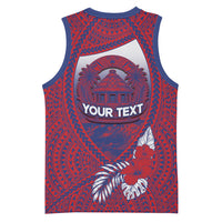 Personalised Faleula Samoa Village Basketball Jersey Falefa Valley Polynesian Tribal Hibiscus Floral