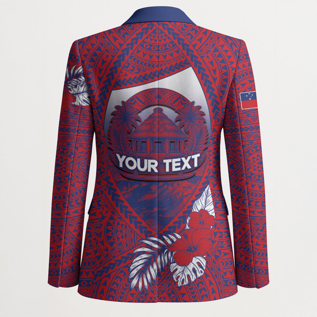 Personalised Faleula Samoa Village Blazer Falefa Valley Polynesian Tribal Hibiscus Floral