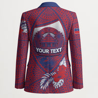 Personalised Faleula Samoa Village Blazer Falefa Valley Polynesian Tribal Hibiscus Floral