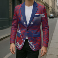 Personalised Faleula Samoa Village Blazer Falefa Valley Polynesian Tribal Hibiscus Floral