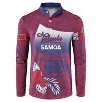 Personalised Faleula Samoa Village Button Sweatshirt Falefa Valley Polynesian Tribal Hibiscus Floral