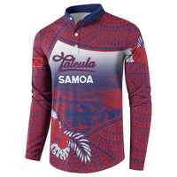Personalised Faleula Samoa Village Button Sweatshirt Falefa Valley Polynesian Tribal Hibiscus Floral