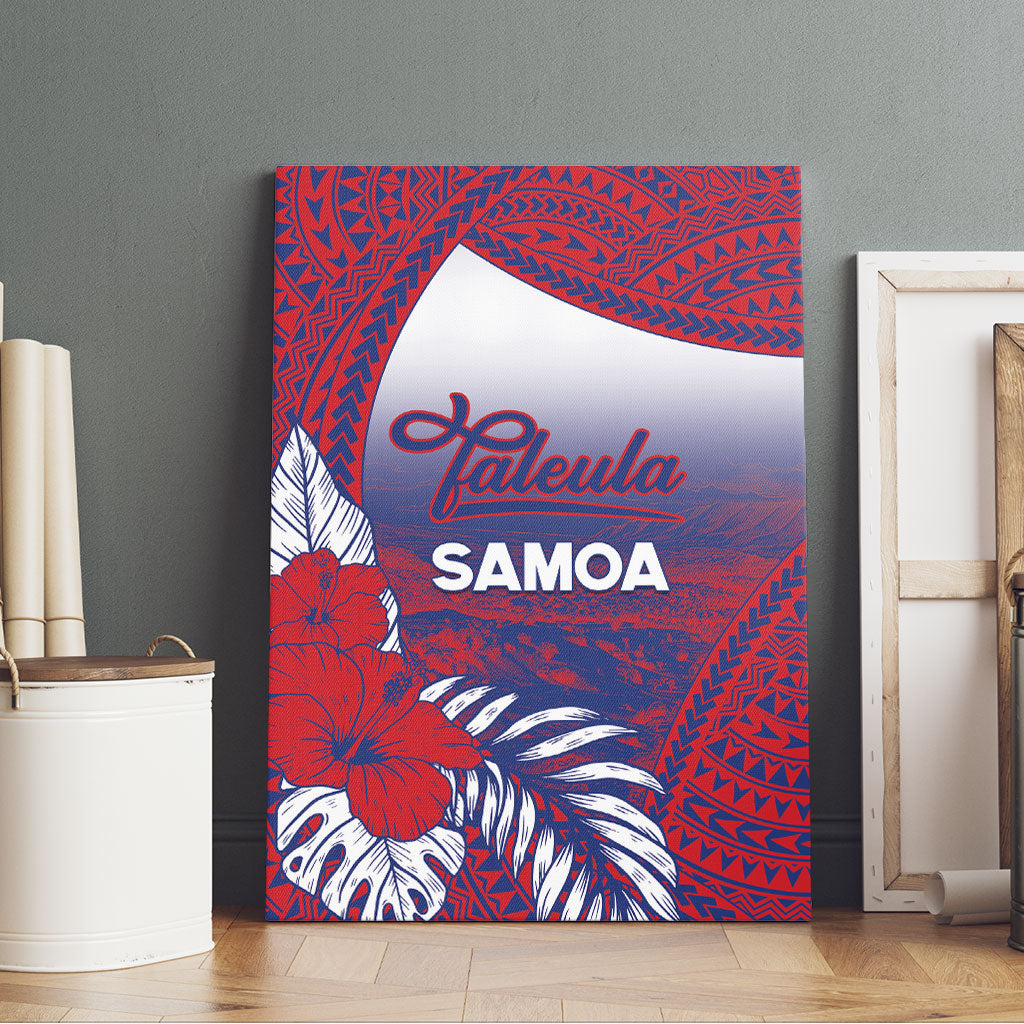Faleula Samoa Village Canvas Wall Art Falefa Valley Polynesian Tribal Hibiscus Floral