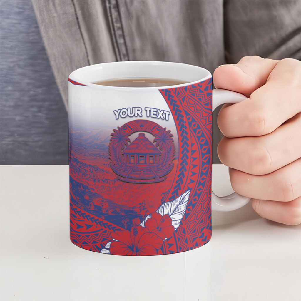 Personalised Faleula Samoa Village Ceramic Mug Falefa Valley Polynesian Tribal Hibiscus Floral