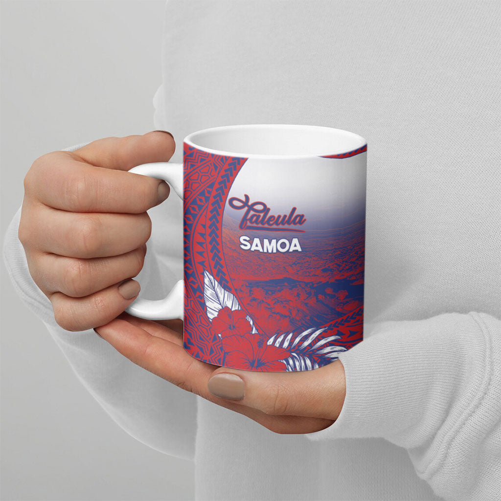 Personalised Faleula Samoa Village Ceramic Mug Falefa Valley Polynesian Tribal Hibiscus Floral
