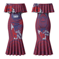 Personalised Faleula Samoa Village Couples Matching Mermaid Dress and Long Sleeve Button Shirt Falefa Valley Polynesian Tribal Hibiscus Floral