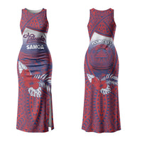 Personalised Faleula Samoa Village Couples Matching Tank Maxi Dress and Long Sleeve Button Shirt Falefa Valley Polynesian Tribal Hibiscus Floral