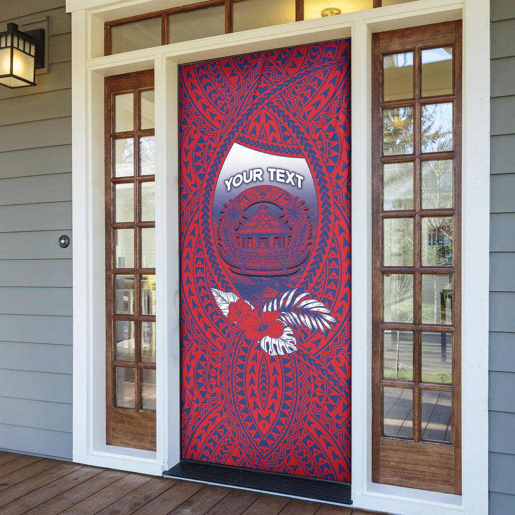 Personalised Faleula Samoa Village Door Cover Falefa Valley Polynesian Tribal Hibiscus Floral