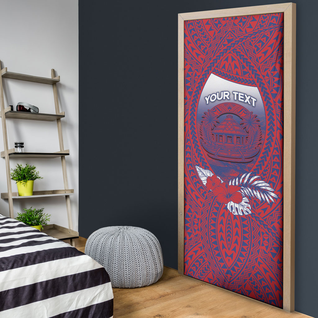 Personalised Faleula Samoa Village Door Cover Falefa Valley Polynesian Tribal Hibiscus Floral