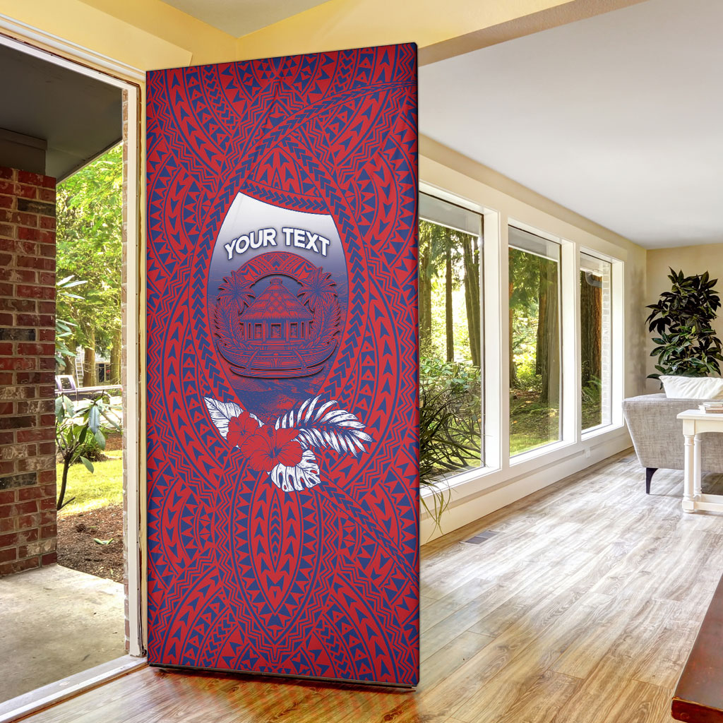 Personalised Faleula Samoa Village Door Cover Falefa Valley Polynesian Tribal Hibiscus Floral